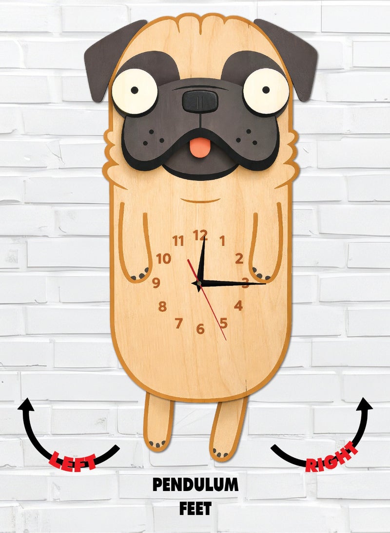 A wall clock with a moving pendulum in the shape of a dog, featuring an attractive design, reliable quality, soothing colors, silent movement, and easy hanging to suit all tastes. - Image 1